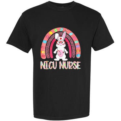 NICU Nurse Easter Nurse Floral Rainbow Bunny Garment-Dyed Heavyweight T-Shirt