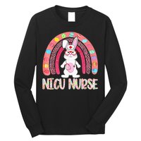 NICU Nurse Easter Nurse Floral Rainbow Bunny Long Sleeve Shirt