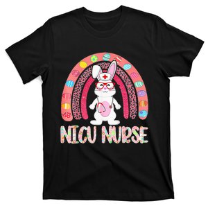 NICU Nurse Easter Nurse Floral Rainbow Bunny T-Shirt