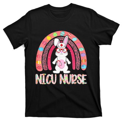 NICU Nurse Easter Nurse Floral Rainbow Bunny T-Shirt