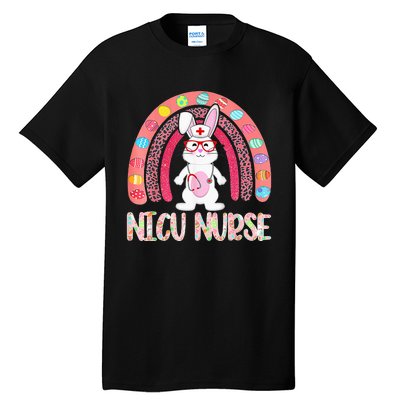 NICU Nurse Easter Nurse Floral Rainbow Bunny Tall T-Shirt