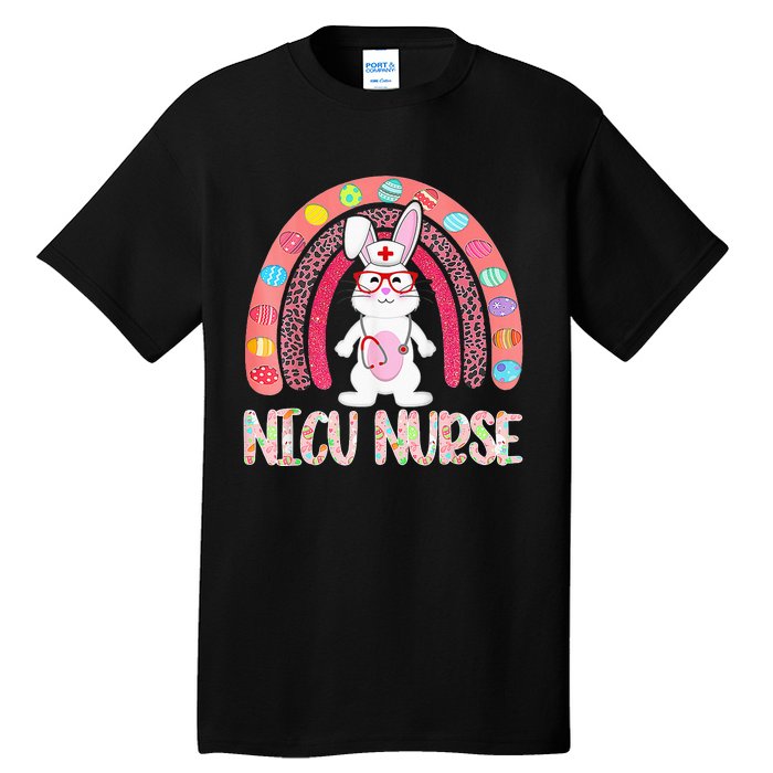 NICU Nurse Easter Nurse Floral Rainbow Bunny Tall T-Shirt