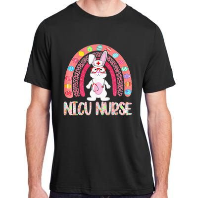 NICU Nurse Easter Nurse Floral Rainbow Bunny Adult ChromaSoft Performance T-Shirt