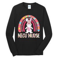 NICU Nurse Easter Nurse Floral Rainbow Bunny Tall Long Sleeve T-Shirt