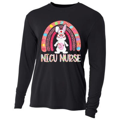 NICU Nurse Easter Nurse Floral Rainbow Bunny Cooling Performance Long Sleeve Crew