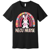 NICU Nurse Easter Nurse Floral Rainbow Bunny Premium T-Shirt