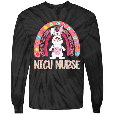 NICU Nurse Easter Nurse Floral Rainbow Bunny Tie-Dye Long Sleeve Shirt