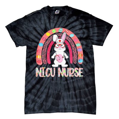 NICU Nurse Easter Nurse Floral Rainbow Bunny Tie-Dye T-Shirt