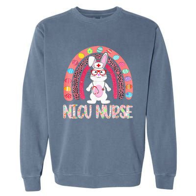 NICU Nurse Easter Nurse Floral Rainbow Bunny Garment-Dyed Sweatshirt