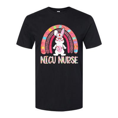 NICU Nurse Easter Nurse Floral Rainbow Bunny Softstyle CVC T-Shirt