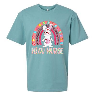 NICU Nurse Easter Nurse Floral Rainbow Bunny Sueded Cloud Jersey T-Shirt