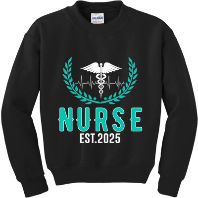 New Nurse Est 2025 Rn Nursing School Graduation Graduate Bsn Kids Sweatshirt