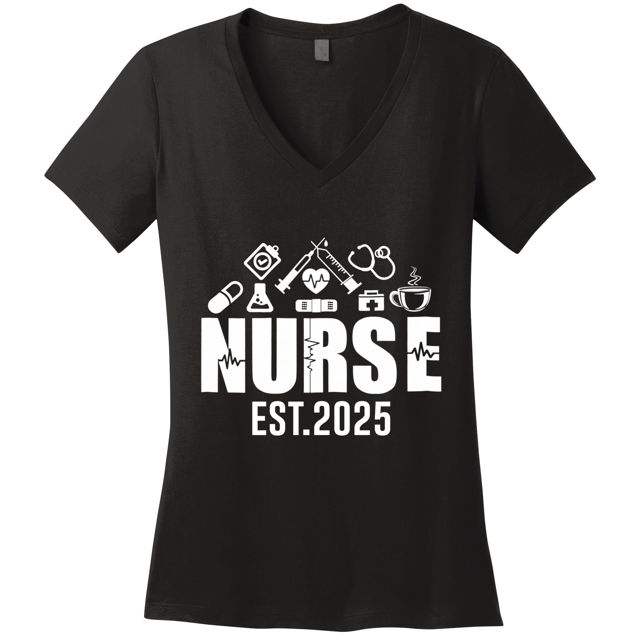 New Nurse Est 2025 Rn Nursing School Graduation Graduate Bsn Women's V-Neck T-Shirt