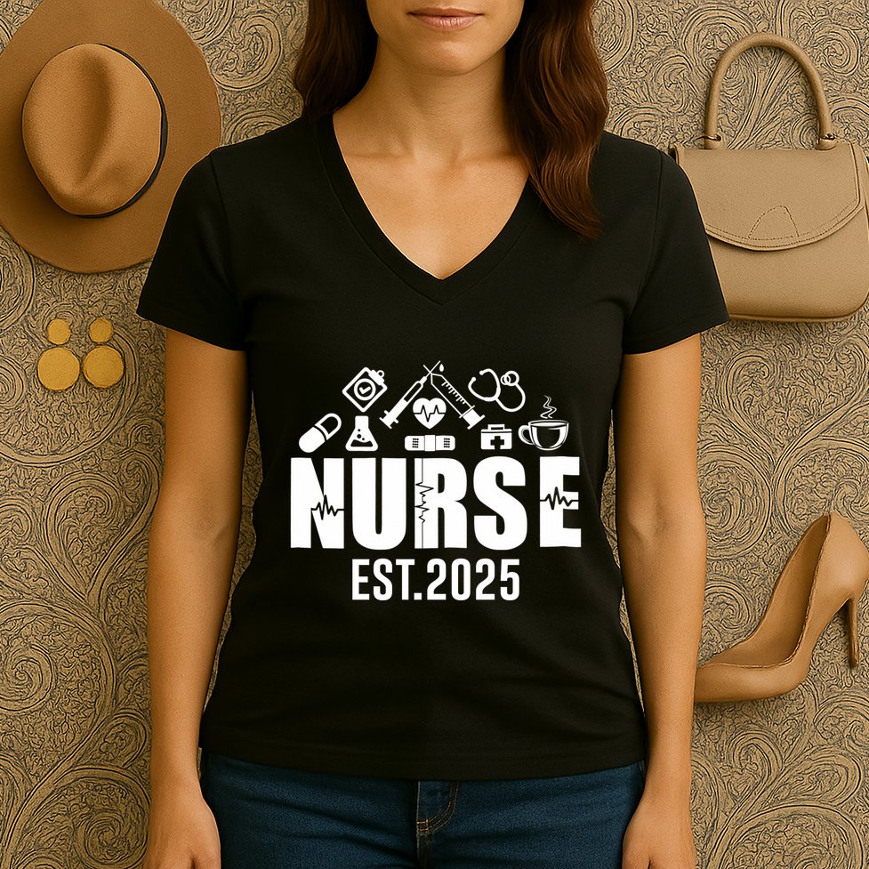 New Nurse Est 2025 Rn Nursing School Graduation Graduate Bsn Women's V-Neck T-Shirt