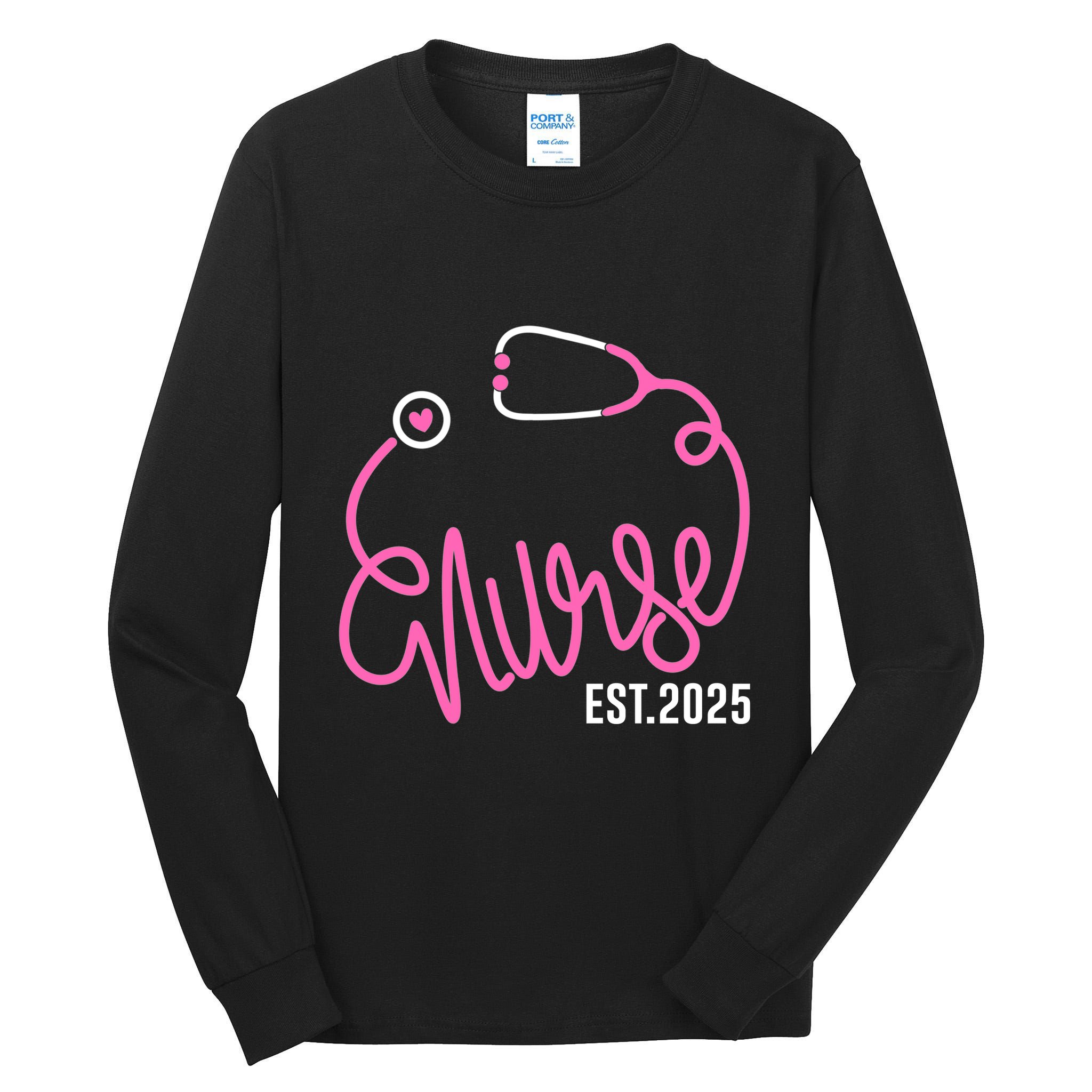 New Nurse Est 2025 Rn Nursing School Graduation Graduate Bsn Tall Long Sleeve T-Shirt