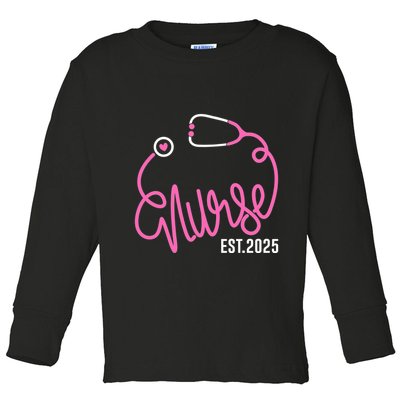 New Nurse Est 2025 Rn Nursing School Graduation Graduate Bsn Toddler Long Sleeve Shirt