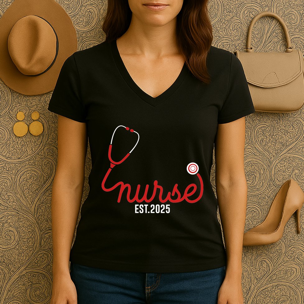 New Nurse Est 2025 Rn Nursing School Graduation Graduate Bsn Women's V-Neck T-Shirt