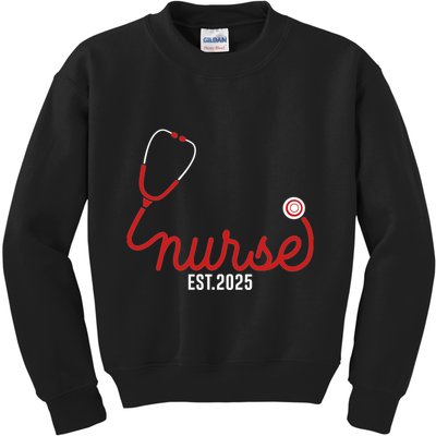 New Nurse Est 2025 Rn Nursing School Graduation Graduate Bsn Kids Sweatshirt