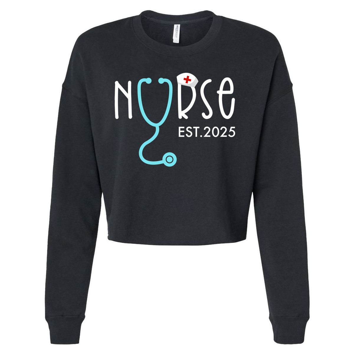 New Nurse Est 2025 Cropped Pullover Crew