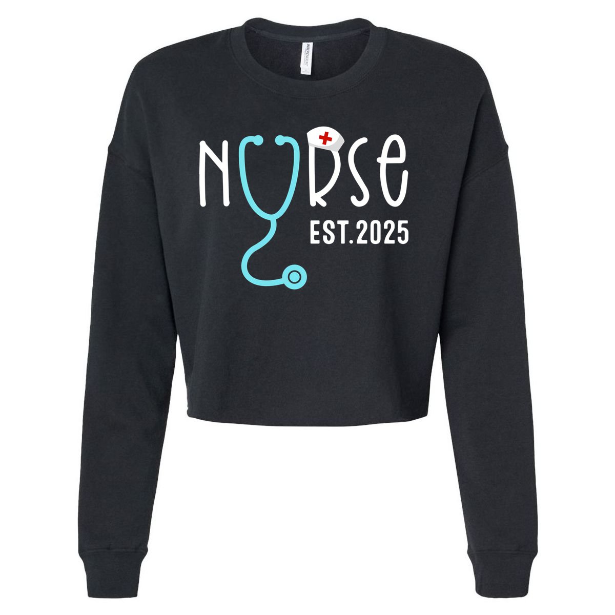 New Nurse Est 2025 Cropped Pullover Crew