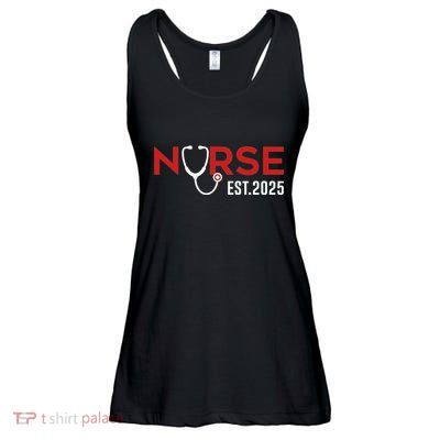 New Nurse Est 2025 Rn Nursing School Graduation Graduate Bsn Ladies Essential Flowy Tank