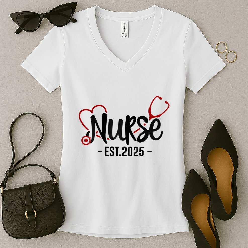 New Nurse Est 2025 Rn Nursing School Graduation Graduate Bsn Women's V-Neck T-Shirt
