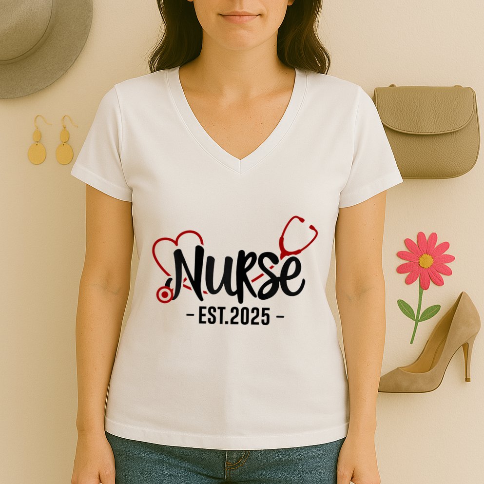 New Nurse Est 2025 Rn Nursing School Graduation Graduate Bsn Women's V-Neck T-Shirt