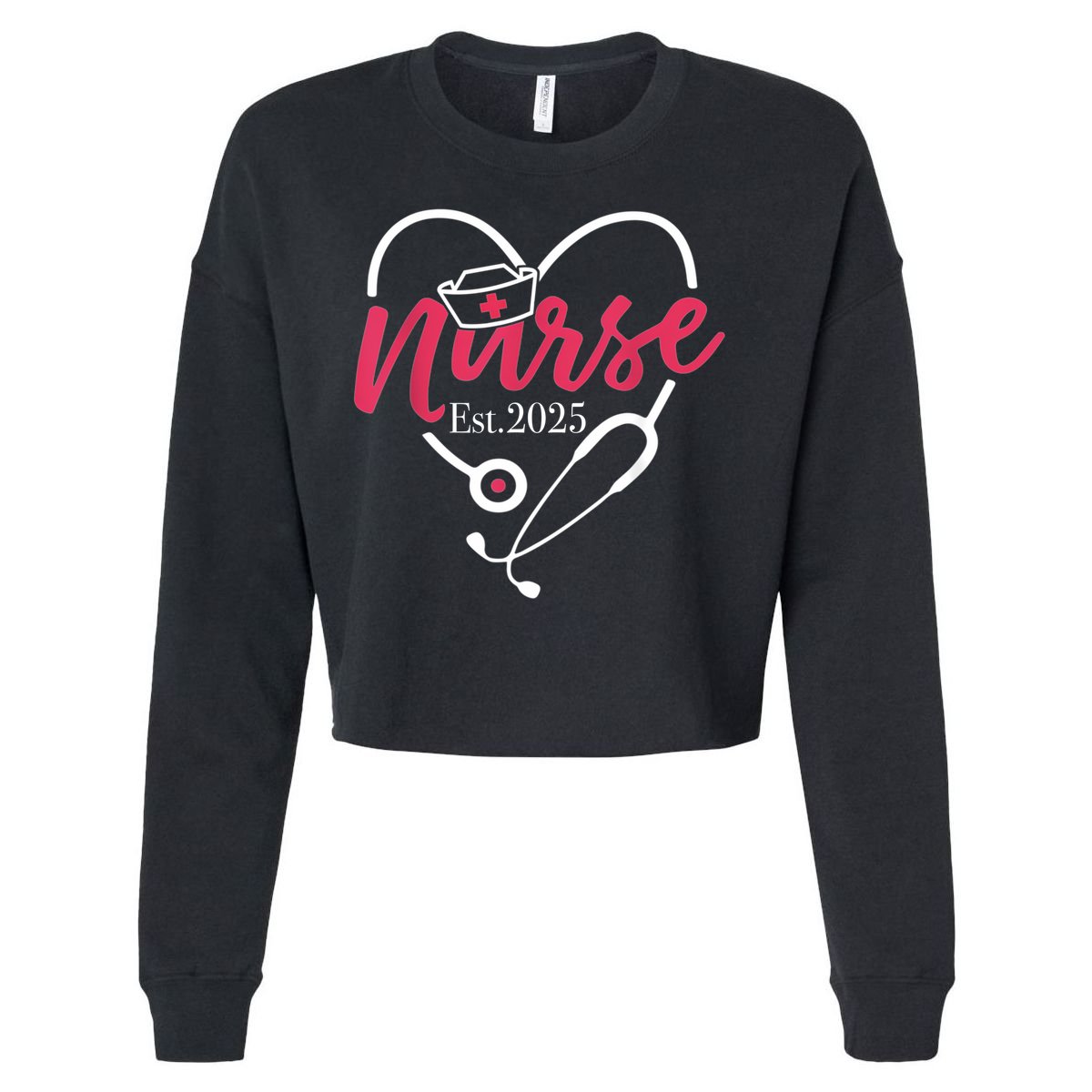 New Nurse Est 2025 Cropped Pullover Crew