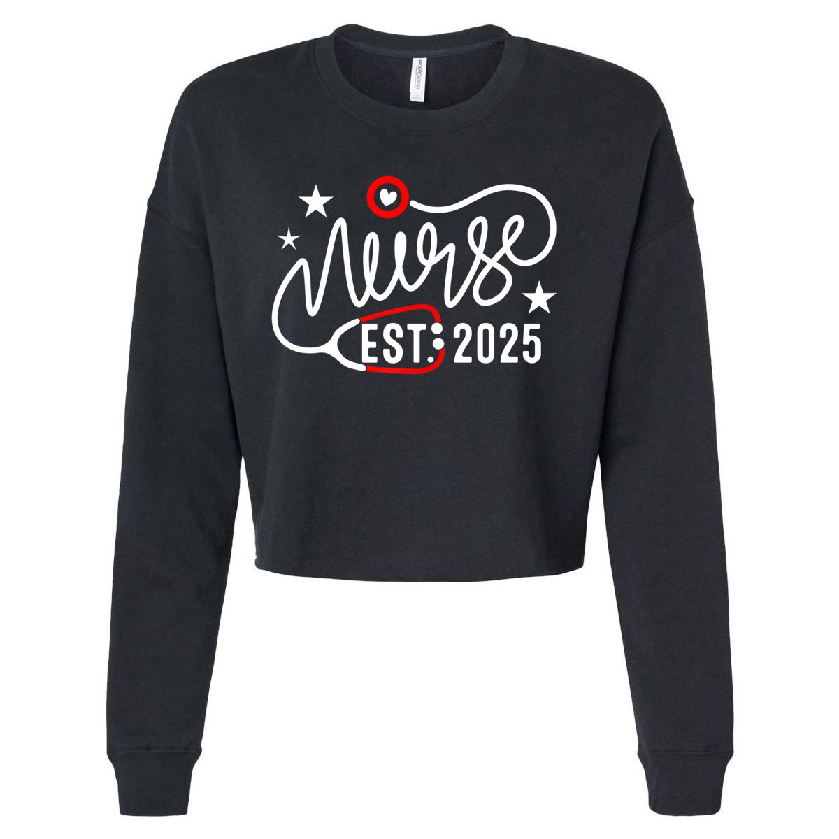 New Nurse Est 2025 Cropped Pullover Crew