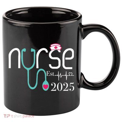 New Nurse Est 2025 RN Nursing School Graduation Graduate BSN 11oz C Handle Ceramic Mug