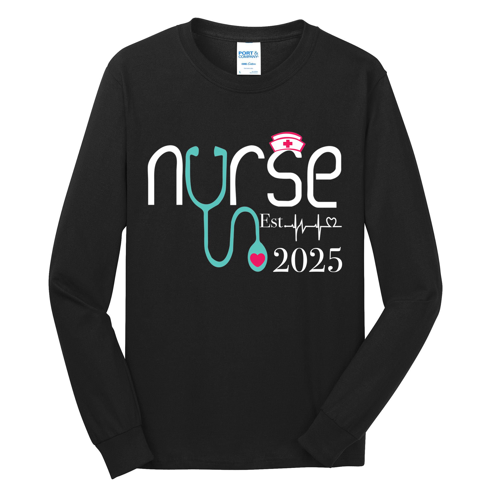 New Nurse Est 2025 RN Nursing School Graduation Graduate BSN Tall Long Sleeve T-Shirt