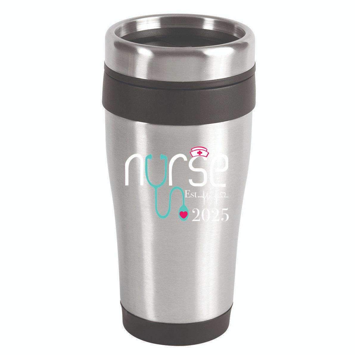New Nurse Est 2025 RN Nursing School Graduation Graduate BSN 16oz Travel Tumbler