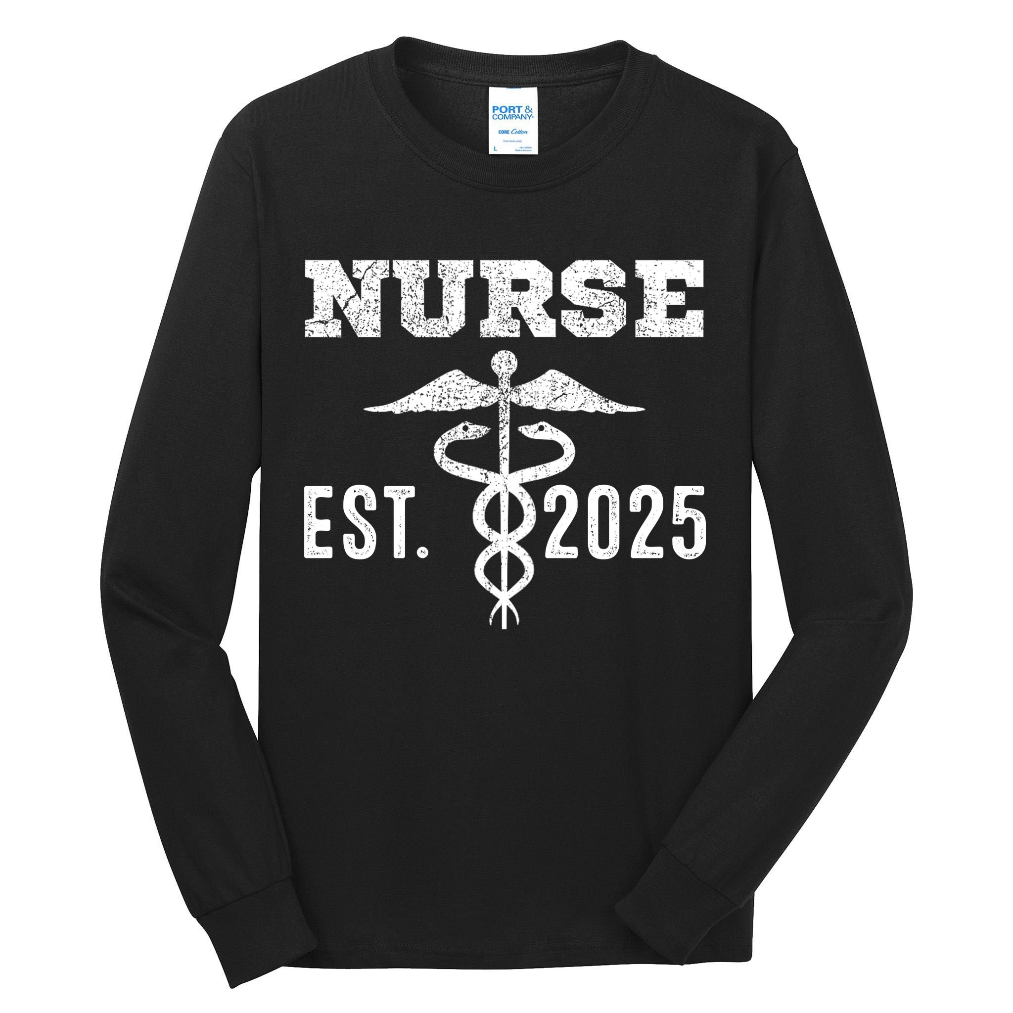 New Nurse Est 2025 RN Nursing School Graduation Graduate BSN Tall Long Sleeve T-Shirt