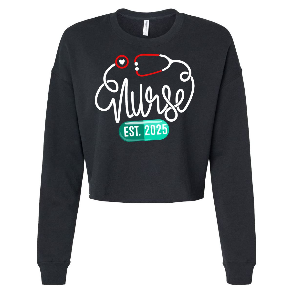 New Nurse Est 2025 RN Nursing School Graduation Graduate BSN Cropped Pullover Crew