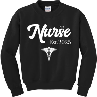 New Nurse Est 2025 RN Nursing School Graduation Graduate BSN Kids Sweatshirt