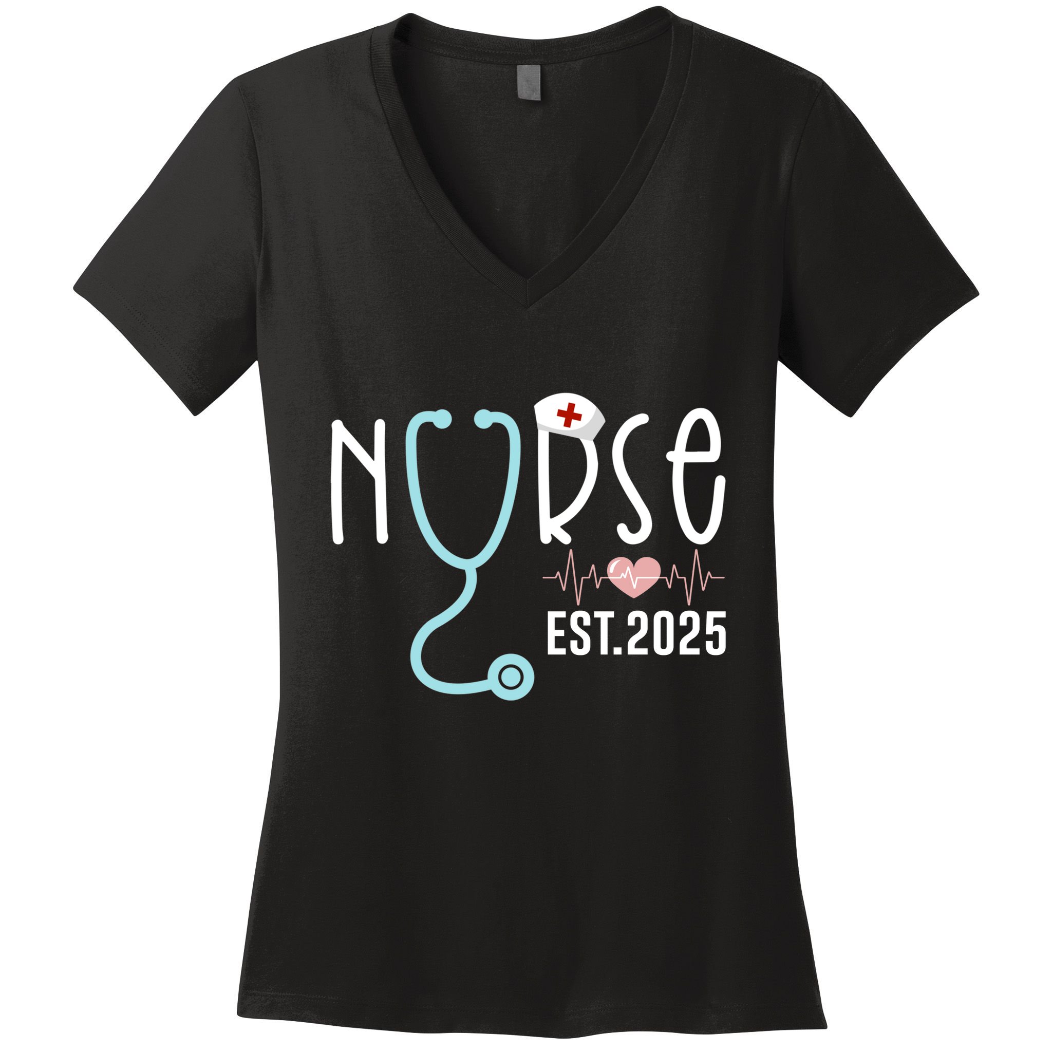New Nurse Est 2025 Rn Nursing School Graduation Graduate Bsn Women's V-Neck T-Shirt