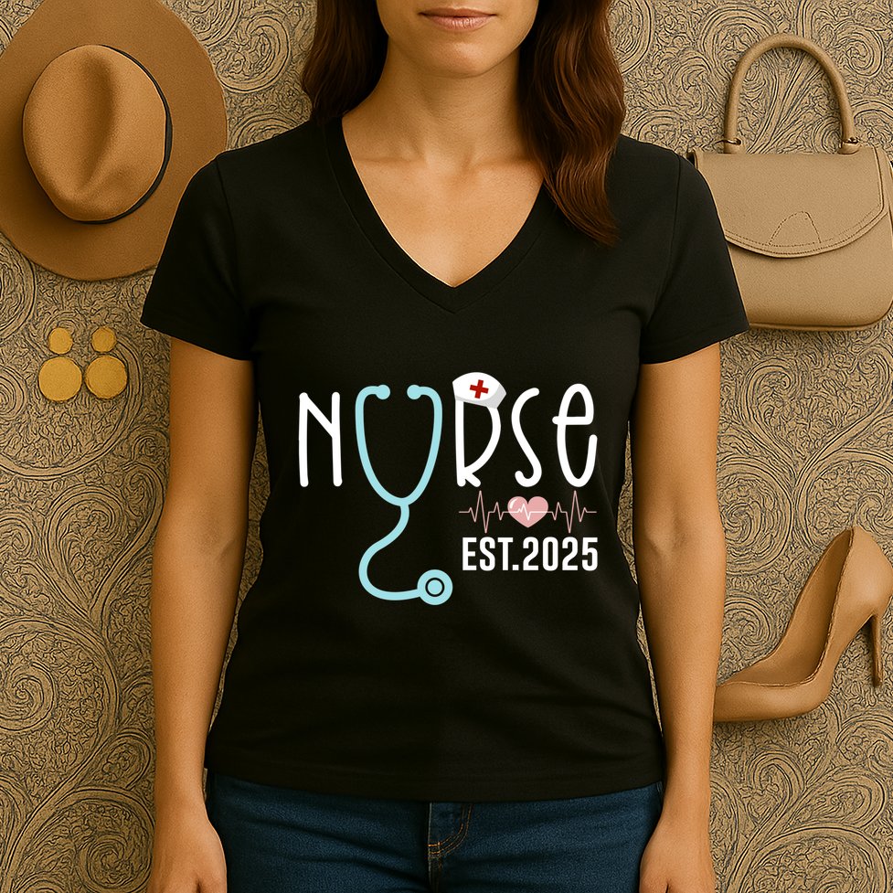 New Nurse Est 2025 Rn Nursing School Graduation Graduate Bsn Women's V-Neck T-Shirt