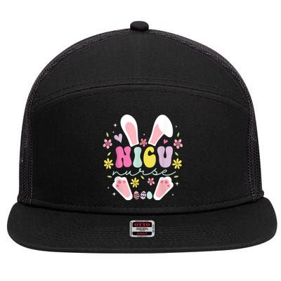 Nicu Nurse Easter Bunny Nicu Nursing Easter Day 7 Panel Mesh Trucker Snapback Hat