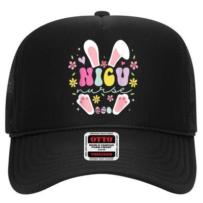 Nicu Nurse Easter Bunny Nicu Nursing Easter Day High Crown Mesh Back Trucker Hat