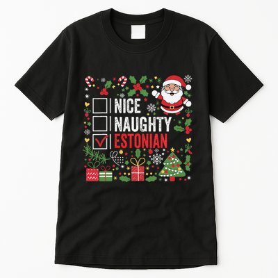 Nice Naughty Estonian Christmas Santa Claus Estonia Tall T-Shirt