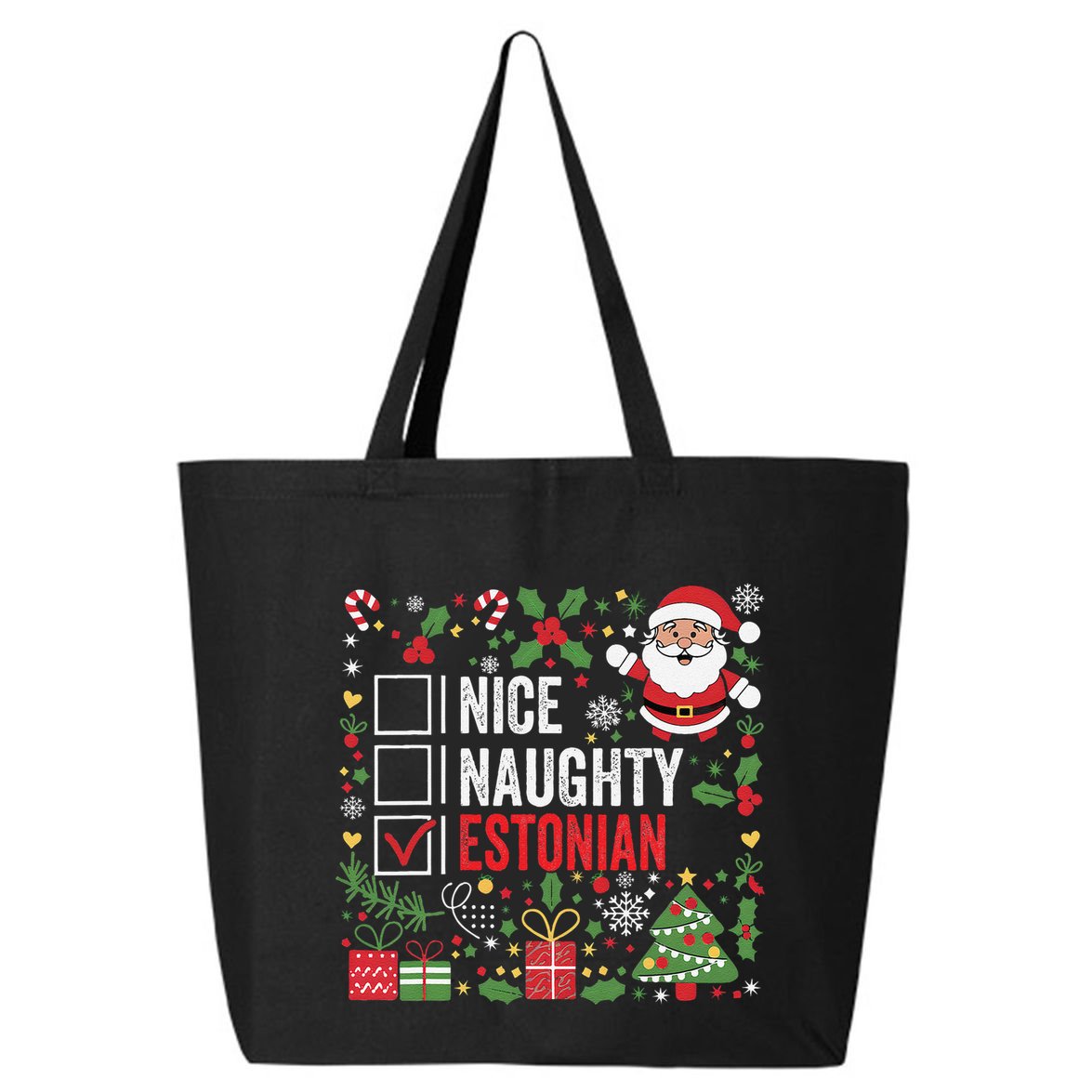 Nice Naughty Estonian Christmas Santa Claus Estonia 25L Jumbo Tote