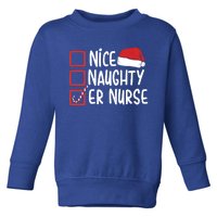 Naughty Nice Er Nurse Christmas Pajamas Funny Santa Hat Gift Toddler Sweatshirt