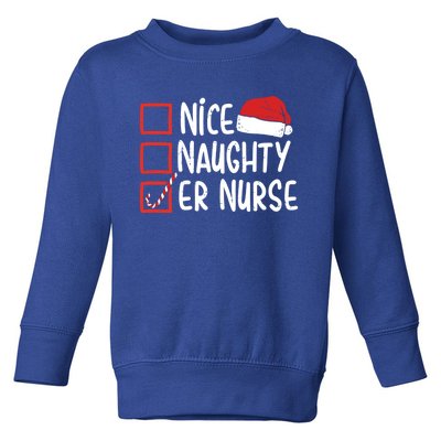 Naughty Nice Er Nurse Christmas Pajamas Funny Santa Hat Gift Toddler Sweatshirt