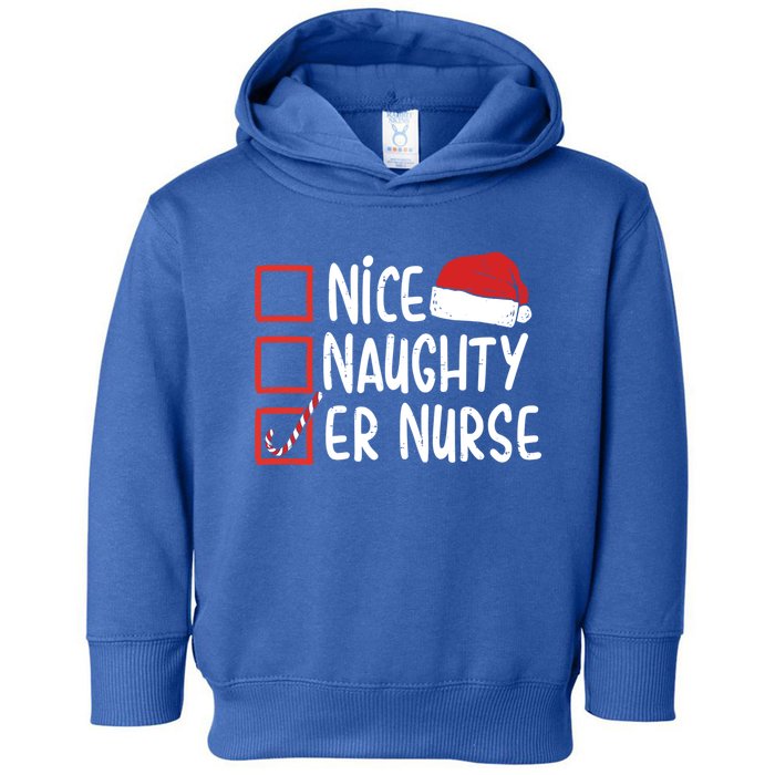 Naughty Nice Er Nurse Christmas Pajamas Funny Santa Hat Gift Toddler Hoodie