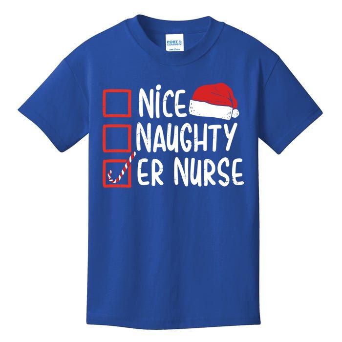 Naughty Nice Er Nurse Christmas Pajamas Funny Santa Hat Gift Kids T-Shirt