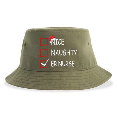 Nice Naughty Er Nurse Check List Er Nurse Christmas Gift Sustainable Bucket Hat