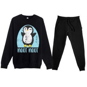 Noot Noot Funny Penguin Bird Sound Christmas Winter Penguin Gift Premium Crewneck Sweatsuit Set