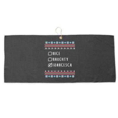 Nice Naughty Francesca Christmas Ugly Sweater Large Microfiber Waffle Golf Towel