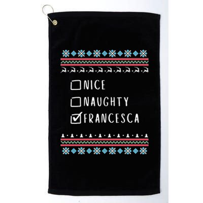 Nice Naughty Francesca Christmas Ugly Sweater Platinum Collection Golf Towel