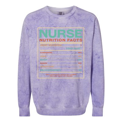 Nurse Nutrition Facts Funny Nursing Humor Rn Profession Cool Gift Colorblast Crewneck Sweatshirt